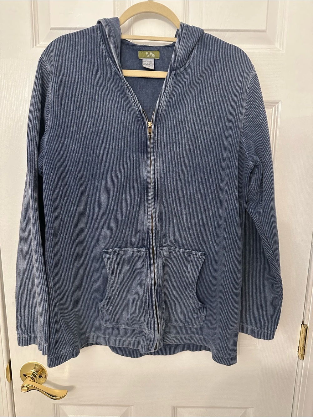 Polo by Ralph Lauren Blue Corduroy Zip Hoodie Jacket - Picture 1 of 4